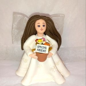 Vintage Kneeded Angel Special Friend Porcelian Ceramic Angel Cherub miniature